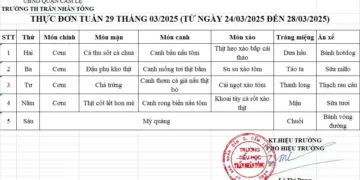 THỰC ĐƠN TUẦN 29