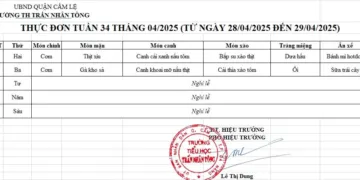 THỰC ĐƠN TUẦN 34