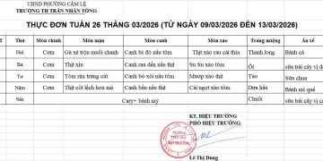 THỰC ĐƠN TUẦN 26 – NĂM HỌC 2025-2026