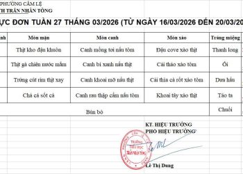 THỰC ĐƠN TUẦN 27 – NĂM HỌC 2025-2026