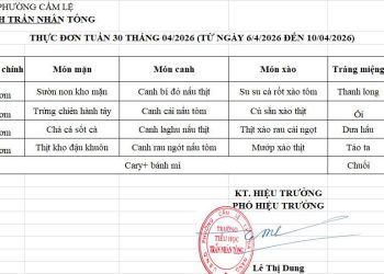 THỰC ĐƠN TUẦN 30 – NĂM HỌC 2025-2026