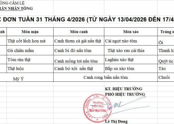 THỰC ĐƠN TUẦN 31 – NĂM HỌC 2025-2026