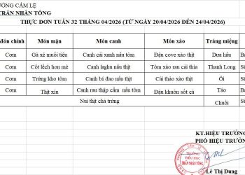 THỰC ĐƠN TUẦN 32 – NĂM HỌC 2025-2026
