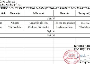 THỰC ĐƠN TUẦN 33 – NĂM HỌC 2025-2026